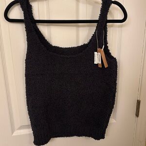 Skims Black Fuzzy tank NWT Size 2/3X
